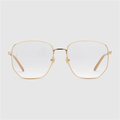 gucci gold wire rim gjasses|Shiny Gold Metal Rectangular.